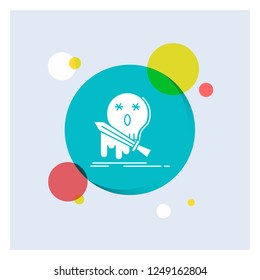 Death, frag, game, kill, sword White Glyph Icon colorful Circle Background
