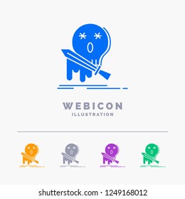 Death, frag, game, kill, sword 5 Color Glyph Web Icon Template isolated on white. Vector illustration