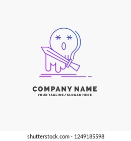 Death, frag, game, kill, sword Purple Business Logo Template. Place for Tagline
