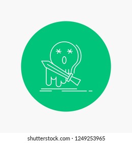 Death, frag, game, kill, sword White Line Icon in Circle background. vector icon illustration