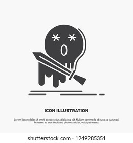 Death, frag, game, kill, sword Icon. glyph vector gray symbol for UI and UX, website or mobile application
