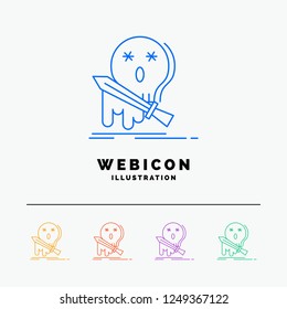 Death, frag, game, kill, sword 5 Color Line Web Icon Template isolated on white. Vector illustration
