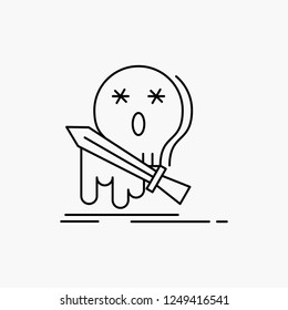 Death, frag, game, kill, sword Line Icon. Vector isolated illustration