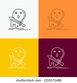 Death, frag, game, kill, sword Icon Over Various Background. Line style design, designed for web and app. Eps 10 vector illustration