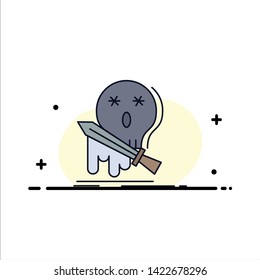 Death, frag, game, kill, sword Flat Color Icon Vector