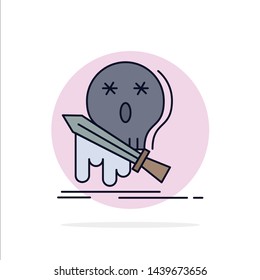 Death, frag, game, kill, sword Flat Color Icon Vector