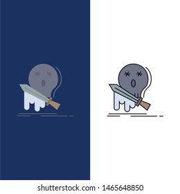 Death, frag, game, kill, sword Flat Color Icon Vector. Vector Icon Template background