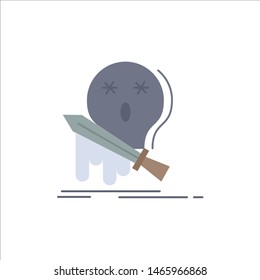 Death, frag, game, kill, sword Flat Color Icon Vector. Vector Icon Template background