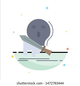 Death, frag, game, kill, sword Flat Color Icon Vector