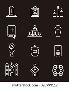 DEATH & FUNERAL outline icons