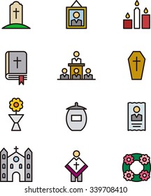 DEATH & FUNERAL outline icons