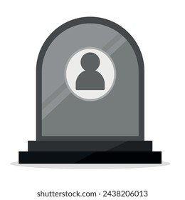  Death and funerals vector illustration. Tombstone rip with a place for a photo. Tombstone icon