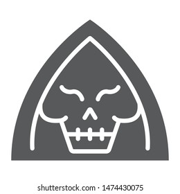 Death glyph icon, halloween and horror, reaper sign, vector graphics, a solid pattern on a white background, eps 10.