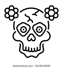 Death gothic skull icon in line style 