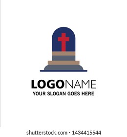 Death, Grave, Gravestone, Rip Business Logo Template. Flat Color