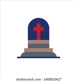 Death, Grave, Gravestone, Rip  Flat Color Icon. Vector icon banner Template