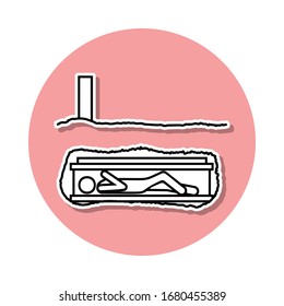 death in the grave sticker icon. Simple thin line, outline vector of Death icons for ui and ux, website or mobile application