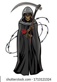 Death grim reaper with rose 
