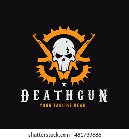 Death Gun Logo, Skull And Gun Logo