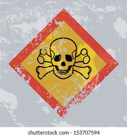 Death hazard grunge sign. Acute toxicity.