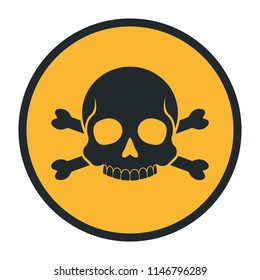 Death human skull danger sign crossbones warning icon vector illustration