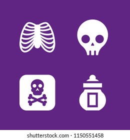 death icon. 4 death set with skull, ossuary and skeleton vector icons for web and mobile app