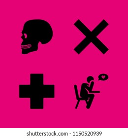 death icon. 4 death set with sorrow, skull and cross vector icons for web and mobile app