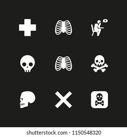 death icon. 9 death set with skull, cross, sorrow and skeleton vector icons for web and mobile app