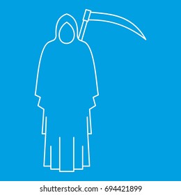 Death icon blue outline style isolated vector illustration. Thin line sign