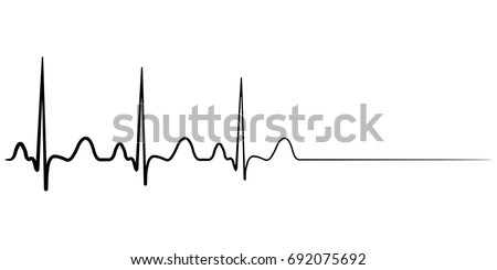 Death icon, cardiac arrest, vector cardio cardiogram, concept of condolence, departure to another world