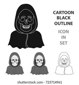 Death icon in cartoon style isolated on white background. Funeral ceremony symbol stock vector illustration.