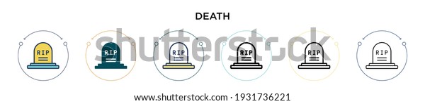 Death icon in filled,\
thin line, outline and stroke style. Vector illustration of two\
colored and black death vector icons designs can be used for\
mobile, ui, web
