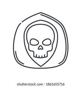 Death icon, linear isolated illustration, thin line vector, web design sign, outline concept symbol with editable stroke on white background.