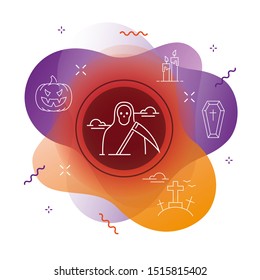 Death icon on Modern background - Happy halloween icons - Editable stroke