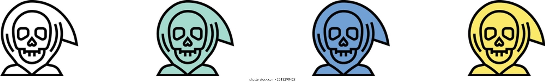 death icon. Outline, Green, Blue and Yellow Style Design Isolated On White Background