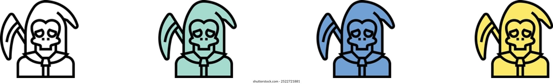 death icon. Outline, Green, Blue and Yellow Style Design Isolated On White Background