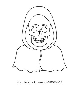 Death icon in outline style isolated on white background. Funeral ceremony symbol stock vector illustration.
