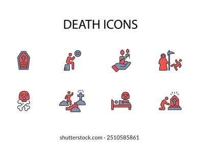 death icon set.vector.Editable stroke.linear style sign for use web design,logo.Symbol illustration.