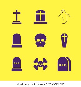 death icon. death vector icons set coffin, ghost, graves and skull