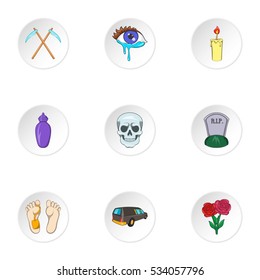 Death icons set. Cartoon illustration of 9 death vector icons for web