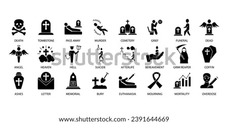 Death icons set. Set of editable stroke icons.Vector set of Death