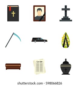 Death icons set. Flat illustration of 9 death vector icons for web