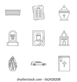 Death icons set. Outline illustration of 9 death vector icons for web