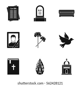 Death icons set. Simple illustration of 9 death vector icons for web