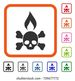 Death Ignition icon. Flat gray iconic symbol in an orange rounded square. Black, gray, green, blue, red, orange color additional versions of Death Ignition vector.