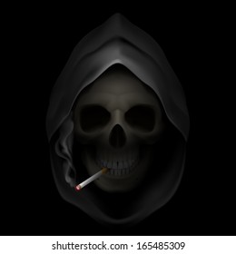 Death image with cigarette. Stop smoking, it kills. 