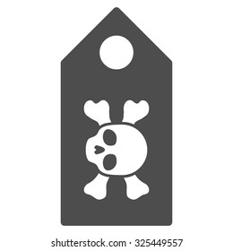 Death Label vector icon. Style is flat symbol, gray color, rounded angles, white background.
