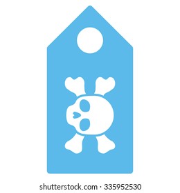 Death Label vector icon. Style is flat symbol, blue color, rounded angles, white background.