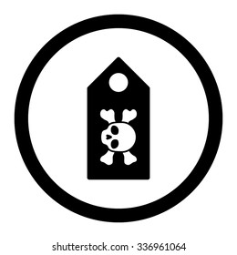 Death Label vector icon. Style is flat rounded symbol, black color, rounded angles, white background.