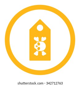Death Label vector icon. Style is flat rounded symbol, yellow color, rounded angles, white background.